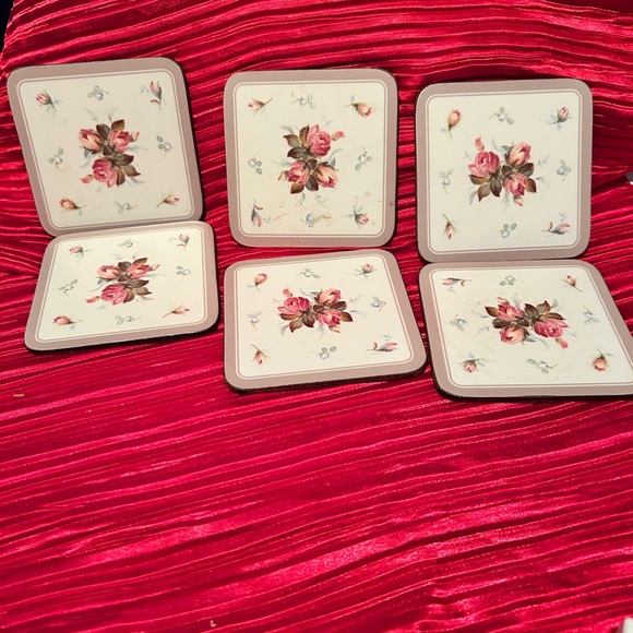 Pimpernel cork back  Kilburn Floral Coaster Set - set of six in perfect shape - Picture 9 of 10